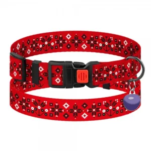 44/8815 Нашийник для Собак Барксі Urban Патріотичний заст.пластик(Обхв-18-28см Шир-10мм) Вишиванка червон