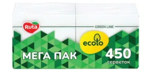 Серветки ECOLO (21*24) 450л. Білі (а 0940)