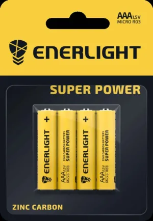 Бат-ка ENERLIGHT Zink-Carbon SUPER POWER Блістер-4шт AAA