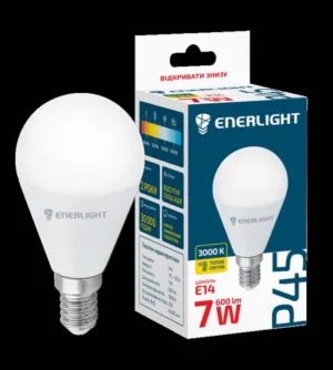Лампа ENERLIGHT LED 3000K тепле P45/E14  7 Вт
