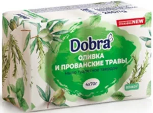 "DOBRA" Мило туалетне тверде,марка К,280г.(4х70) "Оливка та прованські трави"