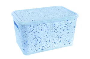Контейнер "Ажур" 12л з кришкою (блакит.)