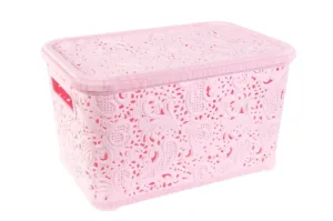 Контейнер "Ажур" 18л з кришкою (рожев)