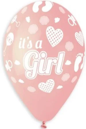 Кульки GS110#486 круглі, IT'S A GIRL baby pink (12"-30cm)(100 шт)