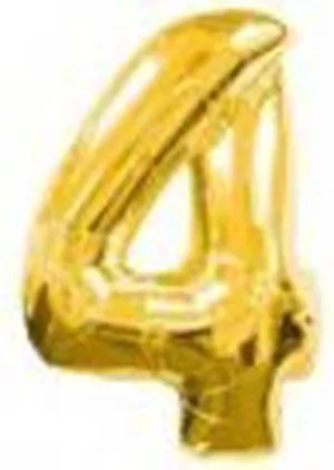 Кулька фольг.80см цифра "4" ЗОЛОТО