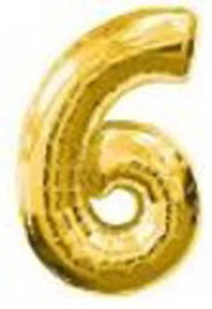 Кулька фольг.80см цифра "6" ЗОЛОТО