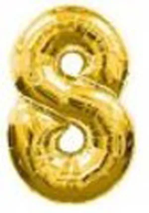 Кулька фольг.80см цифра "8" ЗОЛОТО