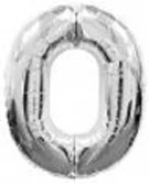 Кулька фольг.80см цифра "0" Срібло