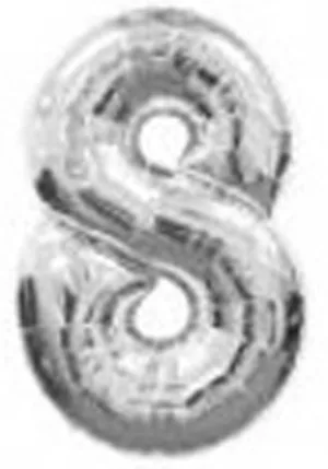 Кулька фольг.80см цифра "8" Срібло