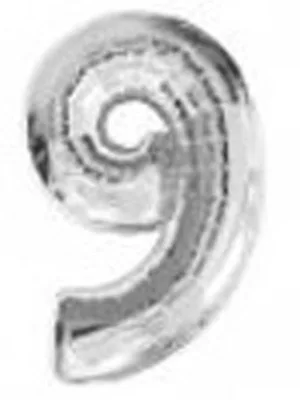 Кулька фольг.80см цифра "9" Срібло