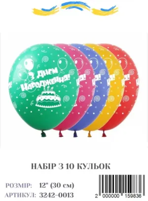 Кульки GD-90 з малюнком "З Днем Народження" (10"-26см/100 шт)