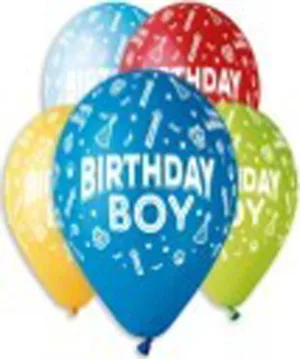 Кульки GS110#478 круглі, Happy Birthday BOY (12"-30cm)(100шт)
