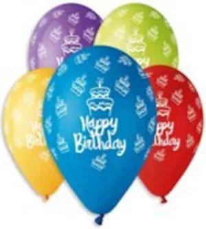Кульки GS110#495 круглі, Happy Birthday (12"-30cm)(100 шт)