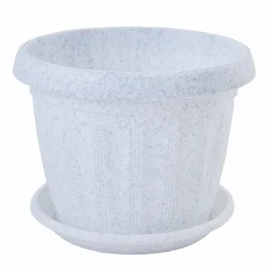 Вазон 112071 "Терра" 8*6,5 з підст (білий флок)