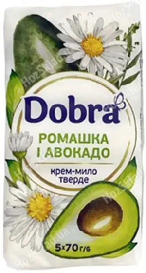 DOBRA Крем-мило тверде, марка К, (5*70) 350г "Ромашка і авокадо"