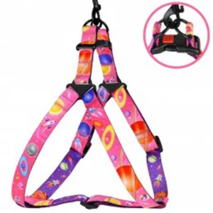 71/1217/Т Шлея для собак BronzeDog Космос (обхват грудної клітини 45-56см, ширина-20мм) рожевий