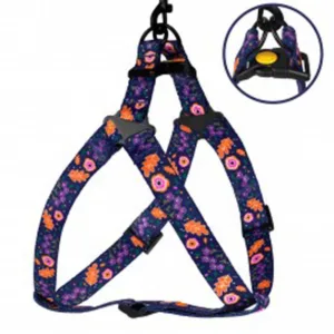 72/1412/Т Шлея для собак "Tribal" ТМ "BronzeDog"квіти синій Обхват грудної клітини 58-71 см.Ширина -