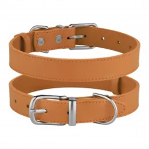54034/Т Нашийник д/собак шкір. Classic хром(Розмір S ш 17мм, д 28-36) гірчичний