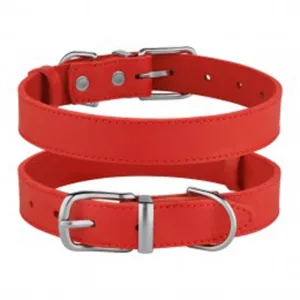 54043/Т Нашийник д/собак шкір. Classic хром(Розмір М ш 20мм, д 33-43) червон.