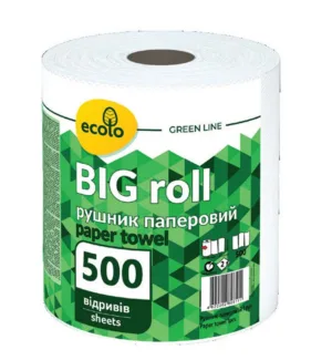 Рушники паперові "Ecolo" Big Roll 1рул 2шар.білі (4шт/уп))