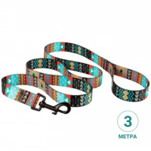 3061/1335/Т Повідець д/собак "Tribal" орнамент ацтеки М (Дов.- 300 см. Шир. - 20 мм)