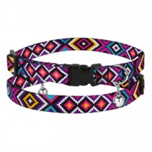 49/1374/Т Нашийник д/котів Urban гуцульс. пласт.з дзвіночком XS (Об. шиї-18-28 см Шир -10мм) фіолет