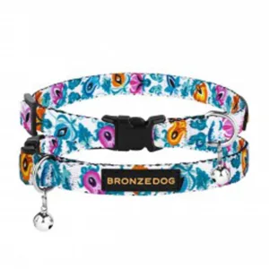 49/1415/Т Нашийник д/котів Folk застібка пласт. з дзвіноч. квіти XS (Об. шиї-18-28см Шир-10мм) білий