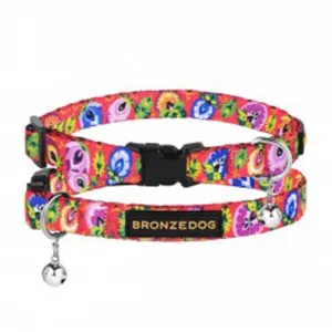 49/1416/Т  Нашийник д/котів Folk застібка пласт. з дзвіноч. квіти XS (Об.шиї-18-28см Шир-10мм) корал