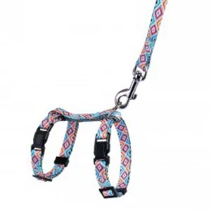57/1121Б/Т Шлея з поводом для котів та дріб.собак  "Urban" гуцульс. 2ХS синя