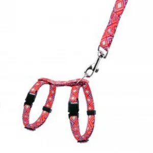 58/1123Б/Т Шлея з поводом для котів та дріб.собак  "Urban" гуцульс. ХS червона