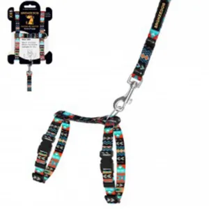 58/1335Б/Т Шлея з поводом д/котів та др.собак  "Urban" ацтеки XS (Об.шиї-18-27см;Об.живота-23-37см)