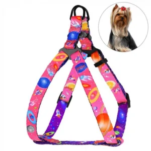 68/1217/Т Шлея для собак "Urban" BronzeDog Космос (обхват грудної клітини 24-30см, ширина-10мм) роже