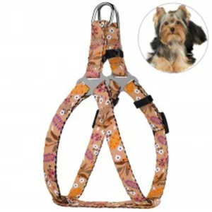 68/1414/Т Шлея для собак "Urban" ТМ "BronzeDog" квіти бежевий Обхв 24-30см Ширина - 10мм