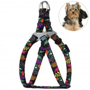 69/1401/Т Шлея для собак  "Urban" ТМ "BronzeDog" квіти чорний Обхв 33-40см Ширина - 10мм