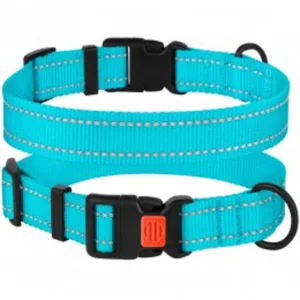 53/1222/Т Нашийник для собак "Active"BronzeDog"світловідб.блакитн. застіб.пластик Обхват шиї 43-66 с