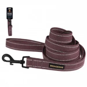 62/21503Б/Т Повідець для собак ТМ BronzeDog Брезент, Довжина 200 см, Ширина 25 мм, черрі