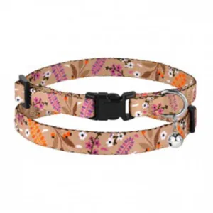 49/1414/Т Нашийник д/котів Urban застібка пласт.з дзвіноч. квіти XS (Об. шиї-18-28см Шир -10мм) беж