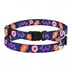49/1412/Т Нашийник д/котів Urban застібка пласт.з дзвіноч. квіти XS (Об. шиї-18-28см Шир-10мм) сині