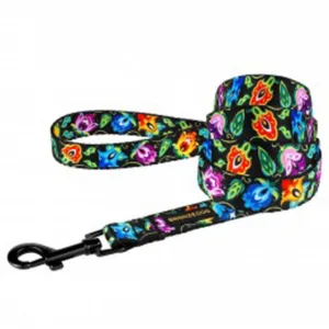 60/1418Б/Т ППовідець д/собак з нашивкою Folk квіти S (Дов.- 152см, Шир.- 16 мм) чорний