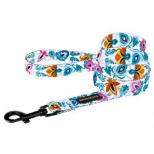 62/1415Б/Т Повідець д/собак з нашивкою Folk квіти L (Дов.- 152см, Шир.- 25 мм) білий