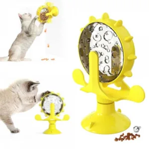 01188/Т Іграшка д/котів Bronzedog годівничка на присосці, жовта