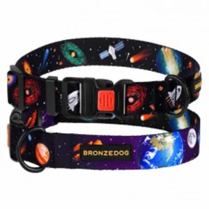 53/1211Б/Т Нашийник д/собак "Urban" Космос, застіб.пласт XL (Об.шиї 43-66см. Шир-25см) чорний