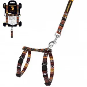 58/1385Б/Т Шлея з поводом для котів та дрібн.собак  "Urban" етнічна ХS  помаранч.