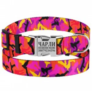 38/1363/Т Нашийник д/собак Urban Camo застіб.мет XL (Об.шиї 43-66 см. Шир- 25см) рож