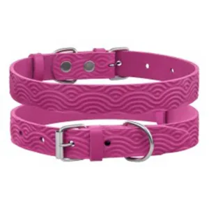 55037/Т Нашийник д/собак шкір. Classic один. з тисн. Хвиля (Розмір S ш 17мм, д 28-36) рожев.