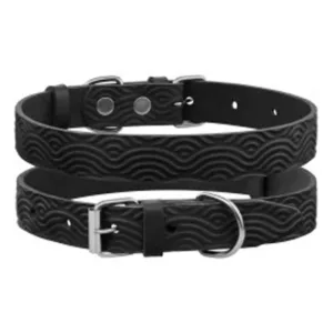 55041/Т Нашийник д/собак шкір. Classic один. з тисн. Хвиля (Розмір М ш 20мм, д 33-43) чорний