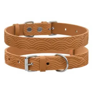 55044/Т Нашийник д/собак шкір. Classic один. з тисн. Хвиля (Розмір М ш 20мм, д 33-43) гірчиця
