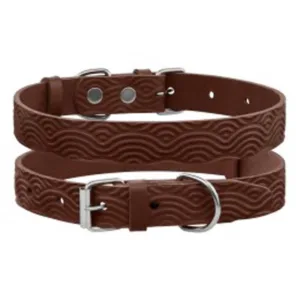 55046/Т Нашийник д/собак шкір. Classic один. з тисн. Хвиля (Розмір М ш 20мм, д 33-43) коричн.
