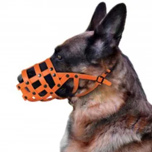 4911/Т Намордник-сітка з біотану, розм. М (А-28см, С-10см) (вівчарка мала) помаранч