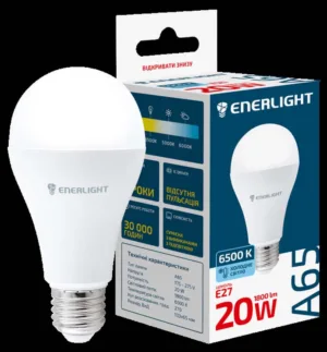 Лампа ENERLIGHT A65/E27 6500K LED 20 Вт (10шт)